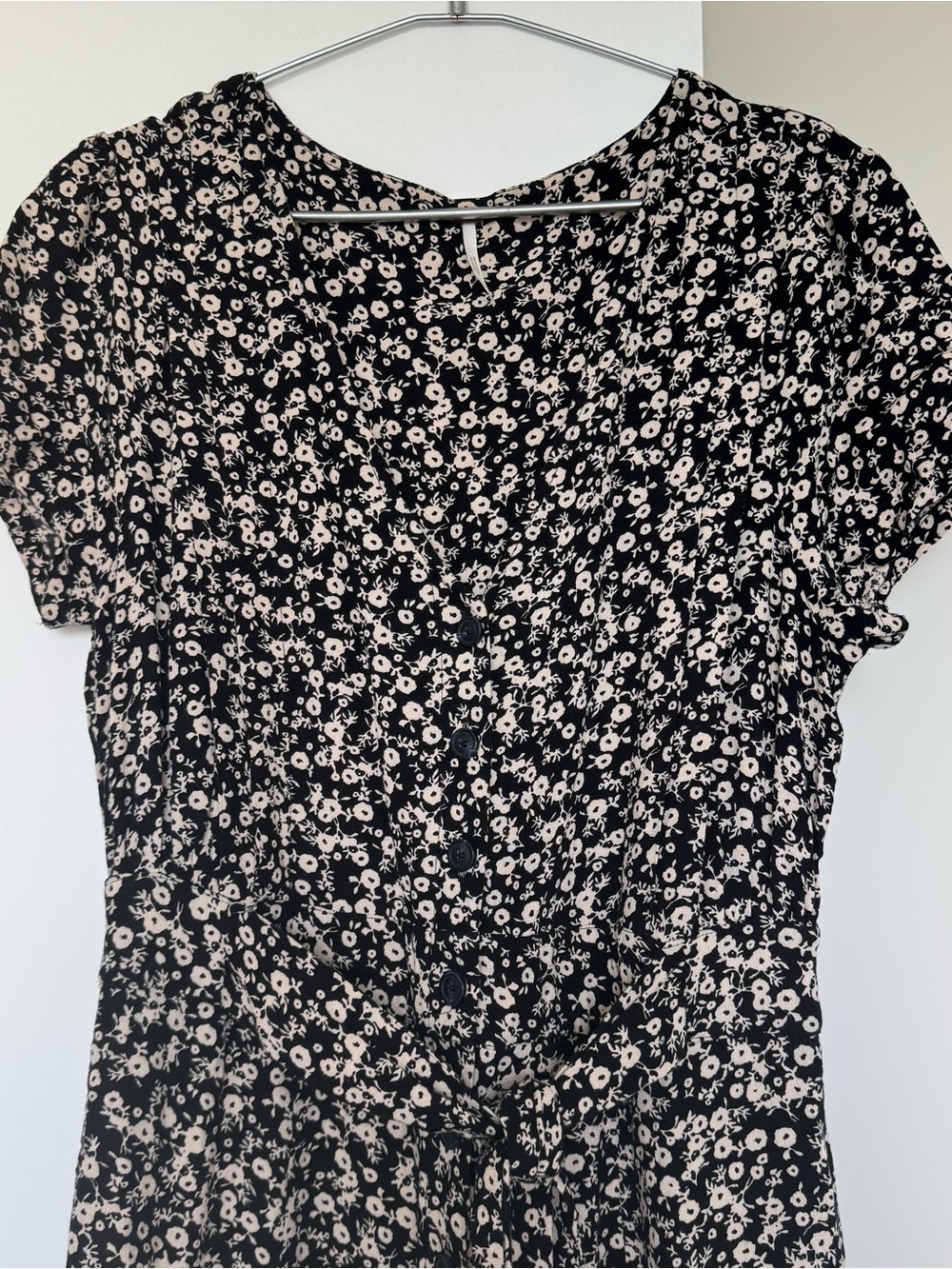 Free People Floral Button Front Wide Leg Jumpsuit Size 10 - Picture 7 of 9